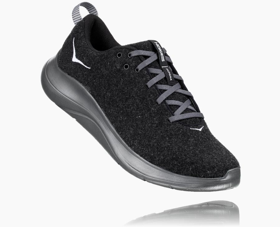 Hoka One One Hupana Flow Wool - Men's Running Shoes - Black - UK 735KNZEFY